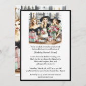 Verjaardag Lunch Chic Dames Zwart Pet Uitnodiging (Voorkant / Achterkant)