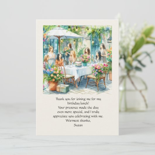 Verjaardag Lunch Flat Bedankt Card (Staand voorkant)