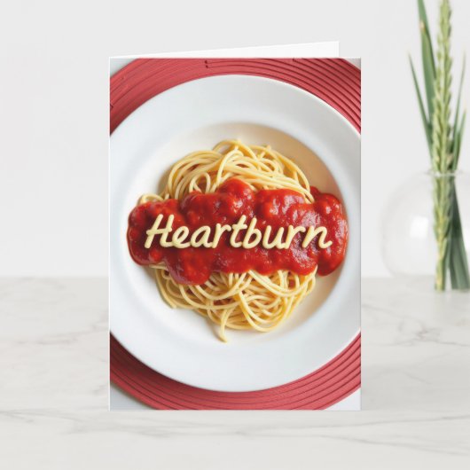 Verjaardag maagzuur spaghetti diner kaart (Voorkant)