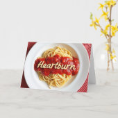 Verjaardag maagzuur spaghetti diner kaart (Gele Bloem)