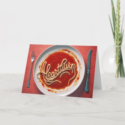 Verjaardag maagzuur spaghetti diner kaart (Voorkant)