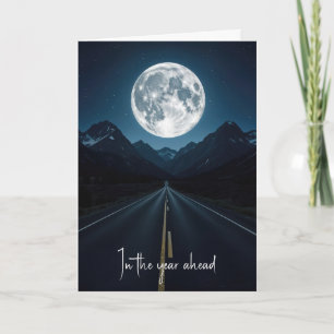 Verjaardag maanverlichte bergsnelweg kaart