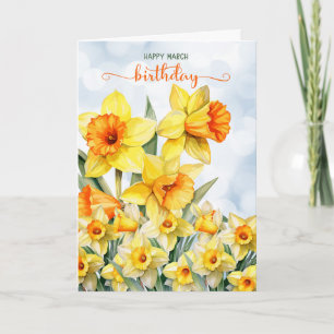 Verjaardag maart narcis tuin met Sky Bokeh Kaart