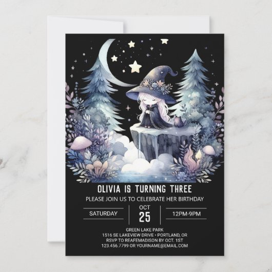 Verjaardag Magic Girl Wizard Kaart (Voorkant)