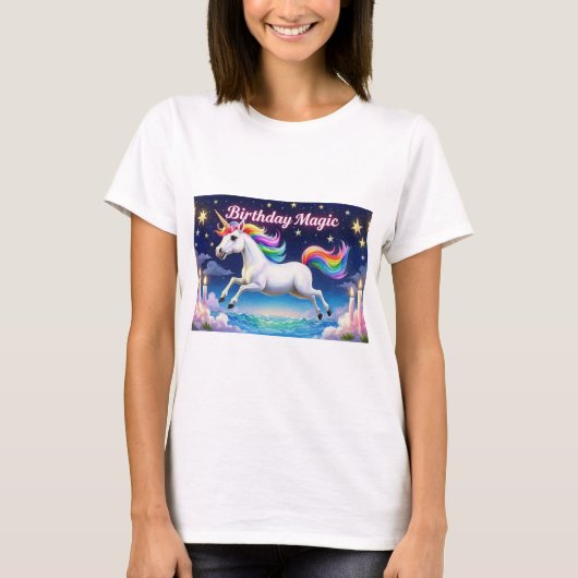 Verjaardag Magic poster Whimsical eenhoorn party a T-shirt (Voorkant)