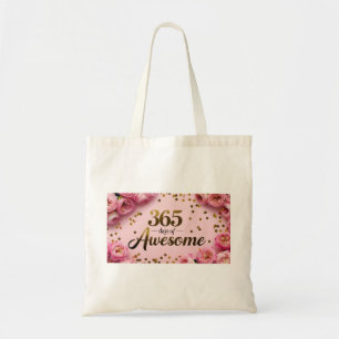 Verjaardag magische bloemen countdown shopping can tote bag