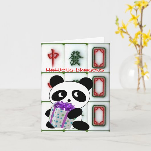 Verjaardag Mahjong-Dragons Kaart (Gele Bloem)