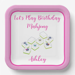 Verjaardag Mahjong PERSONALIZE Papieren Bordje