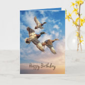 Verjaardag Mallard eenden op zonsopgang hemel Kaart (Gele Bloem)
