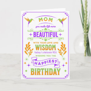 Verjaardag mama, 5 x 7 opvouwbare kaart