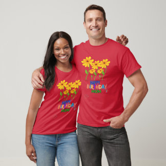 Verjaardag mama gele bloemen gepersonaliseerd t-shirt