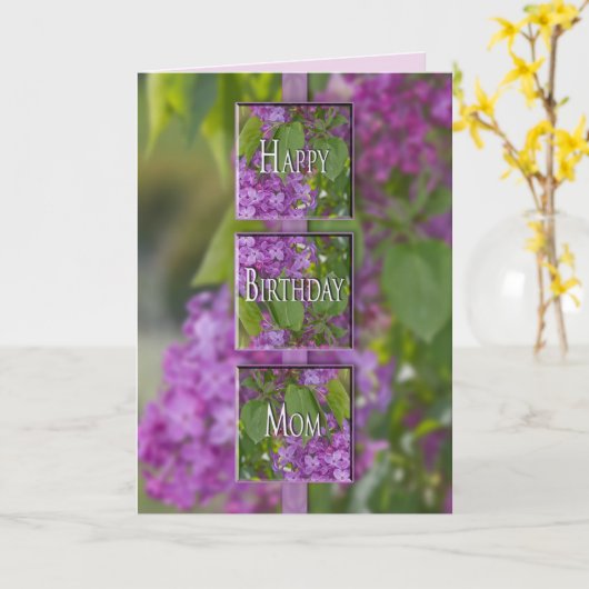 VERJAARDAG - MAMA - LAVENDEL LILACS KAART (Gele Bloem)