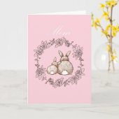 Verjaardag mama, Moederdag, schattige konijntjes m Kaart (Gele Bloem)