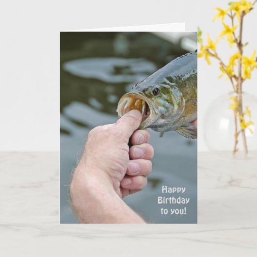 Verjaardag-man met Largemouth Bass Kaart (Gele Bloem)