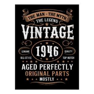 Verjaardag man mythe legende 80ste verjaardag 1946 perfect poster
