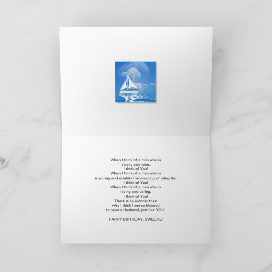 VERJAARDAG - MAN - ZEILBOOT - BLAUW ZEE KAART (Binnen)