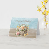 Verjaardag Mand met Crème Rozen Kaart (Gele Bloem)