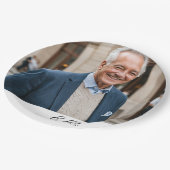 Verjaardag Mannelijk Stijlvolle Foto Wit Monogram Papieren Bordje (Gekanteld)