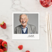 Verjaardag Mannelijk Stijlvolle Foto Wit Monogram Servet (Insitu)
