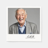 Verjaardag Mannelijk Stijlvolle Foto Wit Monogram Servet (Voorkant)