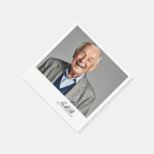 Verjaardag Mannelijk Stijlvolle Foto Wit Monogram Servet (Hoek)