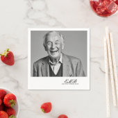 Verjaardag Mannelijk Stijlvolle Foto Wit Monogram Servet (Insitu)