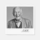 Verjaardag Mannelijk Stijlvolle Foto Wit Monogram Servet (Voorkant)