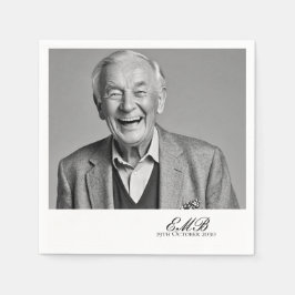 Verjaardag Mannelijk Stijlvolle Foto Wit Monogram Servet