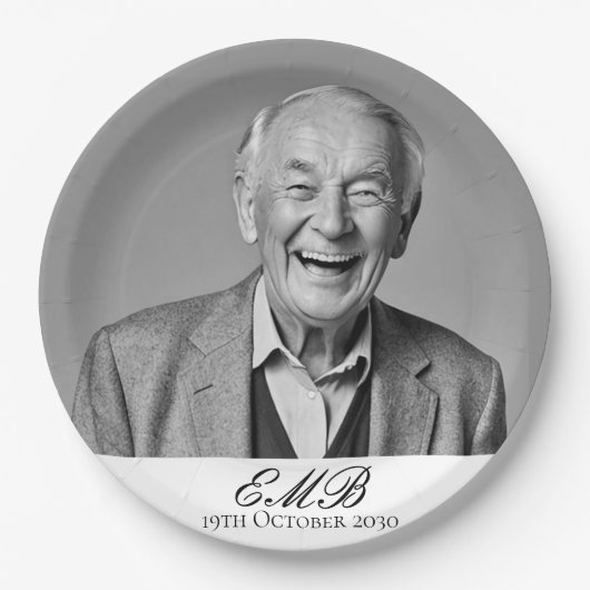 Verjaardag Mannelijk Stijlvolle Foto Zwart Wit Mon Papieren Bordje