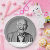 Verjaardag Mannelijk Stijlvolle Foto Zwart Wit Mon Papieren Bordje (Feest)
