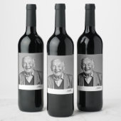 Verjaardag Mannelijk Stijlvolle Foto Zwart Wit Mon Wijn Etiket (Flessen)