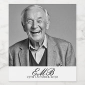 Verjaardag Mannelijk Stijlvolle Foto Zwart Wit Mon Wijn Etiket (Enkel label)