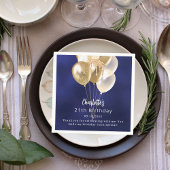 Verjaardag marine blauw goud ballonnen dank u servet