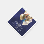 Verjaardag marine blauw goud ballonnen foto servet (Hoek)