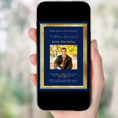 Verjaardag marine blauw goud foto luxe kaart