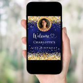 Verjaardag marine blauw goud foto welkom poster