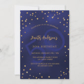 Verjaardag marine blauw goud sterren feestnummer l kaart (Voorkant)