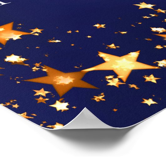 Verjaardag marine blauw goud sterren foto welkom poster (Hoek)