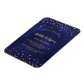 Verjaardag marine blauw gouden harten script luxe magneet (Linkerzijde)