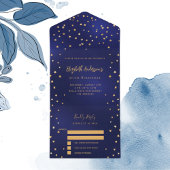 Verjaardag marine blauw gouden sterren feest RSVP All In One Uitnodiging