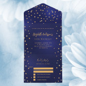 Verjaardag marine blauw gouden sterren feest RSVP All In One Uitnodiging