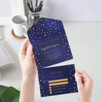 Verjaardag marine blauw gouden sterren feest RSVP