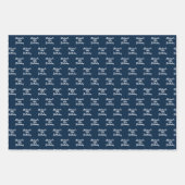 Verjaardag marine blauw wit naam script inpakpapier vel (Voorkant 2)
