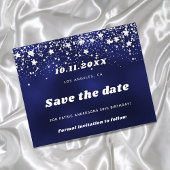Verjaardag marine blauw zilver save date card