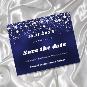 Verjaardag marine blauw zilver save date card