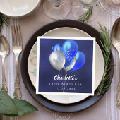 Verjaardag marine blauwe ballonnen servet