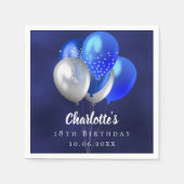 Verjaardag marine blauwe ballonnen servet (Voorkant)