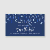 Verjaardag marine blauwe confetti bewaar de datum  (Voorkant)
