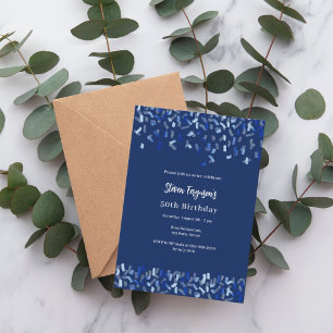 Verjaardag marine blauwe confetti kaart