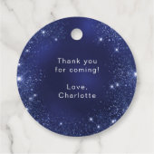 Verjaardag marine blauwe glitter gouden ballonnen bedankjes labels (Achterkant)